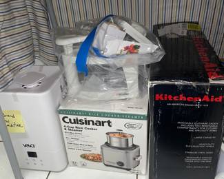 Veva Humidifier, Cuisinart Rice Cooker, Kitchen Dish Drainer, Mueller Slicer