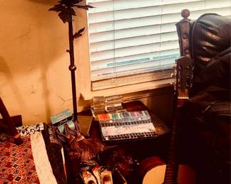 West Germany Guitar, Side Table, Lamp