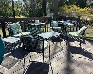 Wrought iron patio sets with 8 chairs  cushions 