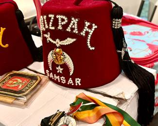 Jeweled Shriner Fez with Hat Box