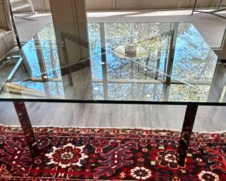 Barcelona Style Glass/Metal Coffee Table - Reserve $385