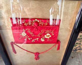 Vintage Framed Asian Fabric Art