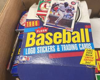 Big collection of baseball cards from the late 80s and early 90s in the packages