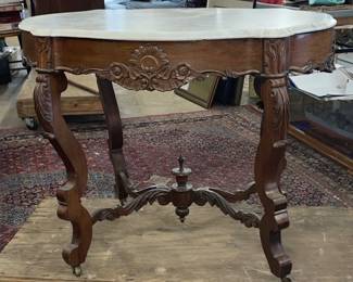 Rosewood marble top table circa 1860
