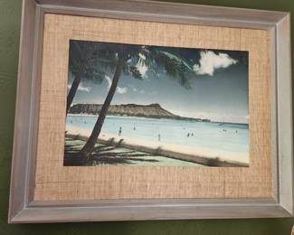 Vintage Framed Diamond Head/Oahu Photo signed by artist. 