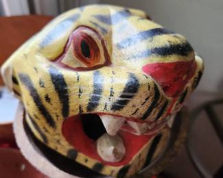 Handpainted Wooden Tiger Head 