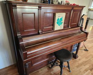 Antique Upright Piano - Antique Piano Bench 