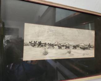 Vintage Pencil Drawn Alaskan Native Artist - signed.