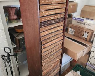 Rare Vintage Bookcase with Vintage Encyclopedia Britannica Books - Looks like all the volumns are there.  11th Edition. 1910-1911.