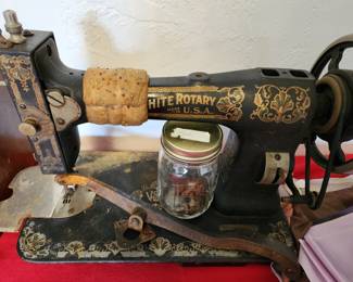 Antique White Rotary Sewing Machine 