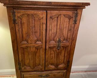 All Wood Armoire w poured Marble top: (project piece) 40"w 19.5"d 65"t   $150.00     Need some TLC                                                               Set of 4 matching bedroom pieces $250.00