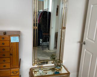 Large full length Venetian mirror and mirrored table 