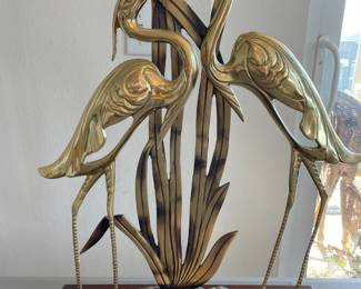 Brass Herron Sculpture for table. 19"x 6.25"base 37"t        