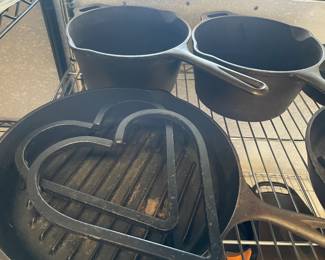 Cast Iron Assortment: Wagner, Lodge, Cracker Barrel, and other makers.