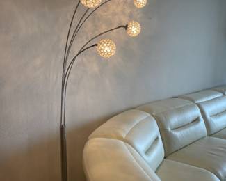 Pole lamp with 5 crystal ball extensions. 7' tall 4' wide         