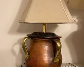 Brass handles copper pot lamp 22” tall
$75.00