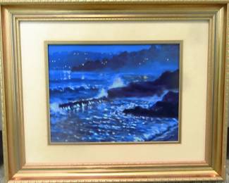 9x12 Oil painting, By Jim Mayne "The moonlight cove"