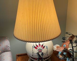 Vintage Yankee Doodle Dandee Ceramic Table Lamp Native American Western