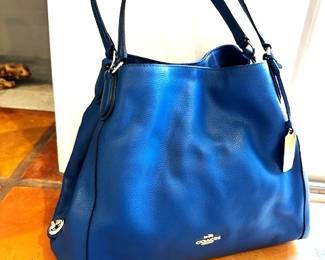 Coach Blue Peacock Polished Pebble Leather Shoulder Bag