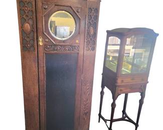Antique wardrobe and French display cabinet