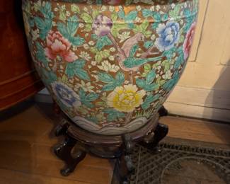 One of a pair of Chinese flower pots