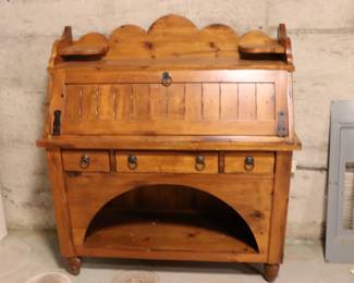 Beautiful vintage wood folding desk cabinet
