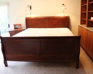 King Size wood bed frame and mattress