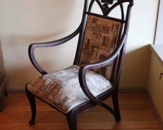 Gorgeous antique wood chair with wonderful carved wood details