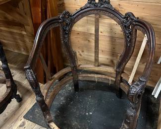 Antique carved wood arm chair and sofa frames (add the upholstery you want!)
