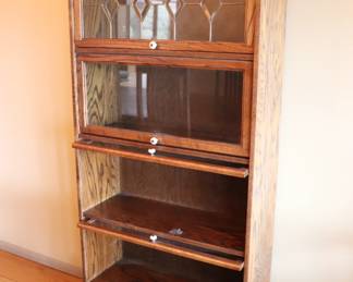 Vintage Barrister Bookcase Cabinet with Glass Doors