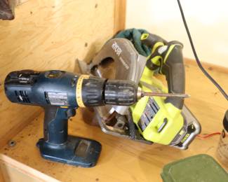 Power tools hand drill and circular saw