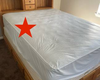 Pre-sale STAR ITEM- Oak  Queen Bed frame $249 plus sales tax, mattress/box spring $395  plus sales tax                                                                                      pre-sale ends 4/29