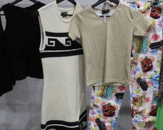 Gucci top $60, Isabel Marant dress $120, Fendi baby tee $60 and Comme Des Garcon trousers $120