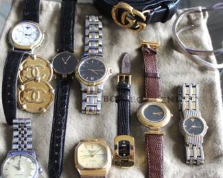 Omega, Cartier, Gucci, Fendi, Versace, Longhines watches. Tiffany & Co Silver bracelet, Chanel Clip on earings, Gucci belt, etc. MORE TO COME $100-$400