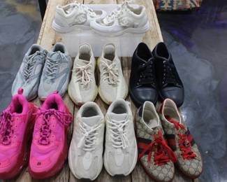 Balenciaga Sneakers size 39 $350, Yeezy's 7.5 $100/ea, Chanel Trainers Size 36 $400, Lanvin sneakers $150 and gucci sneakers $150