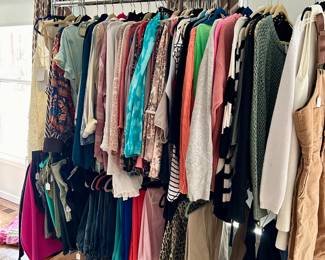 Ladies clothing (several Karen Kane pieces) many new with tags- tops size XL, jeans and shorts sizes 12 to 18. 