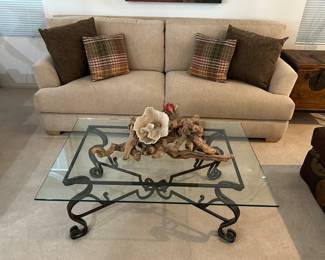 Beautiful glass and metal coffee table.