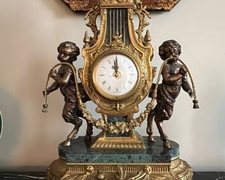 1980's Imperial bronze and marble mantle clock