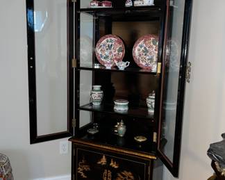 Asian lacquer overlay china cabinet