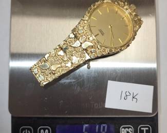 18k Gold Nugget Watch