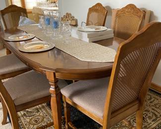 Solid high quality dining room set - table measures 74x38 with six chairs