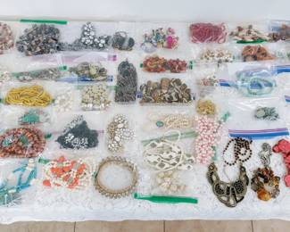 Costume jewelry collection.  Necklaces, bracelets, earrings.