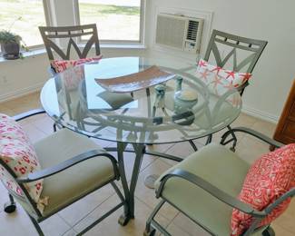 6 piece glass top patio table set