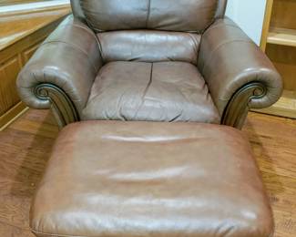 Leather chair with ottoman