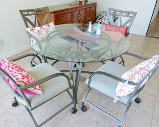 6 piece glass top patio table set
