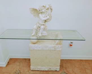 Faux Marble and Glass Table