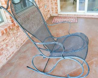 Black Metal Mesh Patio Rocker 
