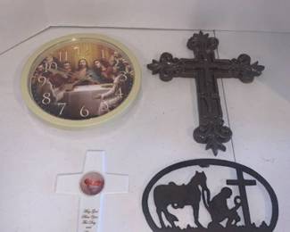 Religious decor. Largest cross is 10 x 13
