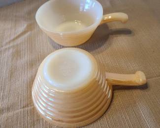 Two vintage Fire King peach luster ovenware