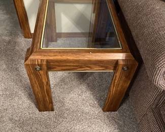 Glass top side table 19 x 20 x 28 Located in the basement